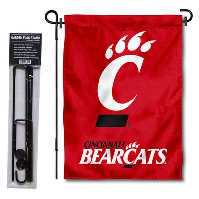 Cincinnati Bearcats Red Garden Flag with Pole Stand Holder