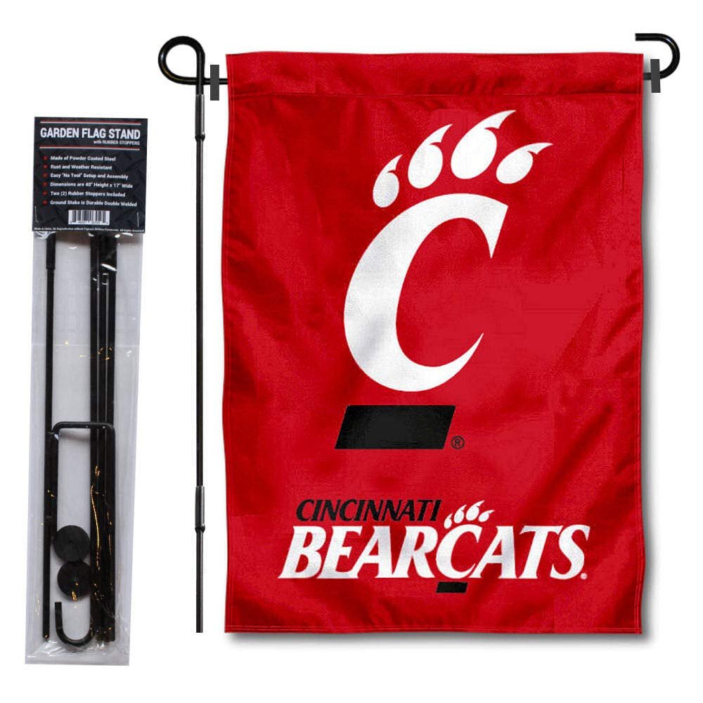 Cincinnati Bearcats Red Garden Flag with Pole Stand Holder