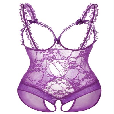 ALOECDYV Women Sexy Lingerie Nightwear - One-Piece Bodysuit Nightie Plus Size, Black (Purple, XL)