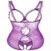 ALOECDYV Women Sexy Lingerie Nightwear - One-Piece Bodysuit Nightie Plus Size, Black (Purple, XL) view 2