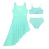 Alvivi Big Girl Floral Lace Ballet Lyrical Dance Dress Gymnastics Leotard Irregular High-Low Skirt with Bra Top and Briefs Set Mint_Green 3-4 view 1