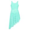 Alvivi Big Girl Floral Lace Ballet Lyrical Dance Dress Gymnastics Leotard Irregular High-Low Skirt with Bra Top and Briefs Set Mint_Green 3-4 view 2