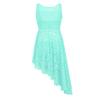 Alvivi Big Girl Floral Lace Ballet Lyrical Dance Dress Gymnastics Leotard Irregular High-Low Skirt with Bra Top and Briefs Set Mint_Green 3-4 view 3