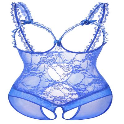 ALOECDYV Women Sexy Lingerie Nightwear - One-Piece Bodysuit Nightie Plus Size, Black (Blue, M)