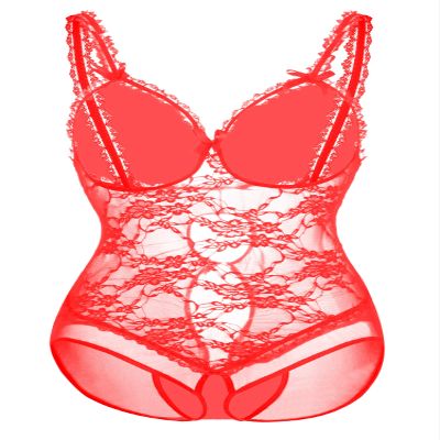 ALOECDYV Women Sexy Lingerie Nightwear - One-Piece Bodysuit Nightie Plus Size, Black (Red, XXL)