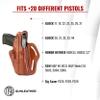 1791 GUNLEATHER XDS Thumb Break Holster - Right Handed OWB Leather Gun Holster - Fits Glock 17, 19, 22, 23, 32 Sig Sauer P225, P228, P229, SW MP Shield MP9 MP40, FNS-9, CZ P08 (BHX-3) (Classic Brown) view 3