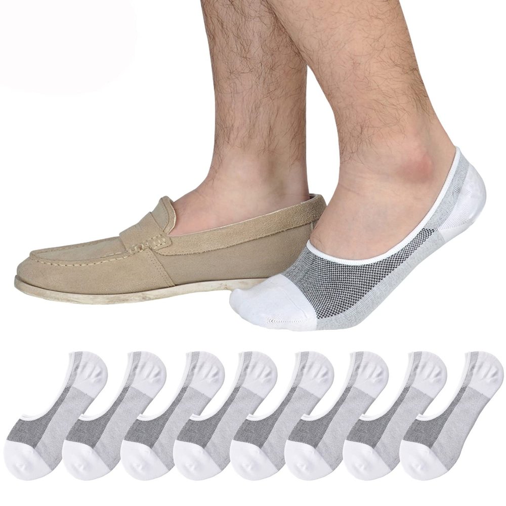 JORMATT 8 Pairs Mens Women Genuine No Show Socks Boys Sneaker Shoes Mesh Knit Low Cut Athletic Cotton Socks Non Slip, Men Shoe size 6-10