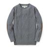Hope & Henry Boy Baby Boys' Crewneck Cable Sweater with Elbow Patches, 6-12 Months, Gray Heather Cable view 1