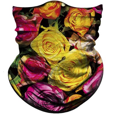 Obacle Seamless Bandana for Rave Face Mask Dust Wind UV Sun Protection Neck Gaiter Tube Mask Headwear for Women Men Festival Party Motorcycle Riding Fishing Hunting Outdoor (Small Rose Yellow Pink)