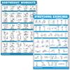 QuickFit Bodyweight Workouts and Stretching Exercise Poster Set - Laminated 2 Chart Set - Body Weight Exercise Routine & Stretching Workouts (18" x 24") view 1
