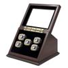 5 Slots Championship Ring Wooden Display Case Shadow Box With Slanted Glass Window for Football, Basketball, Hockey, Sports - Rings Not Included view 1