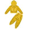 Agoky Boys Girls Sequins Jacket Coat Hooded Crop Top Pants Set Street Dance Outfits Hip Hop Jazz Dance Performance Costume Yellow 4-5 Years view 4