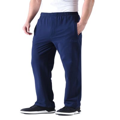 Zoulee Men's Casual Cotton Jogger Sweatpants Zipper Front Pants Thick Navy Blue L