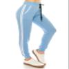 ALWAYS Women Joggers Active Sweatpants - Buttery Soft Light Comfy Lounge Striped Pants with Pockets Sky Blue White S/M view 1