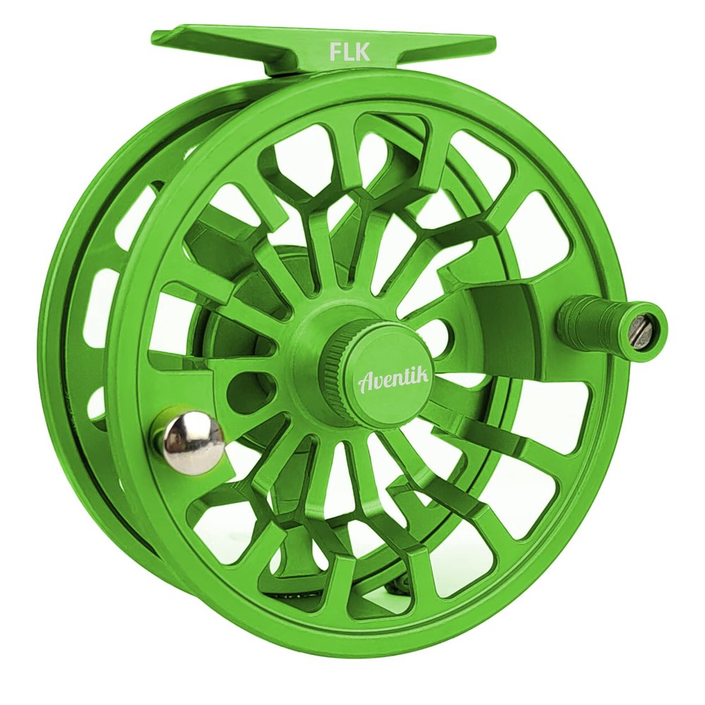 Aventik FLK Fly Fishing Reel Aluminum Trout 3/5, 5/7, 7/9wt Large Arbor Freshwater Fly Reel with Line (Green 7/9)