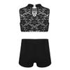 ranrann 2Pcs Kids Girls Dance Shorts Set Sleeveless Floral Lace Tank Top with Booty Shorts Athletic Outfits Black 10 view 2