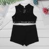 ranrann 2Pcs Kids Girls Dance Shorts Set Sleeveless Floral Lace Tank Top with Booty Shorts Athletic Outfits Black 10 view 3