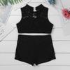 ranrann 2Pcs Kids Girls Dance Shorts Set Sleeveless Floral Lace Tank Top with Booty Shorts Athletic Outfits Black 10 view 4
