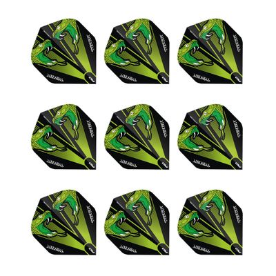 RED DRAGON Hardcore Peter Wright Snakebite Green Transparent Dart Flights - 3 sets per pack (9 flights in total)