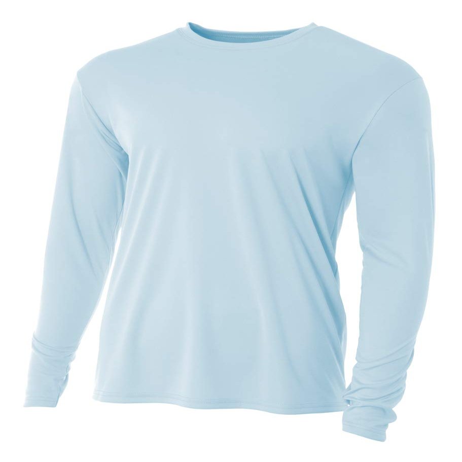 A4 Men's Cooling Performance Long Sleeve Crew, Pastel Blue, Small