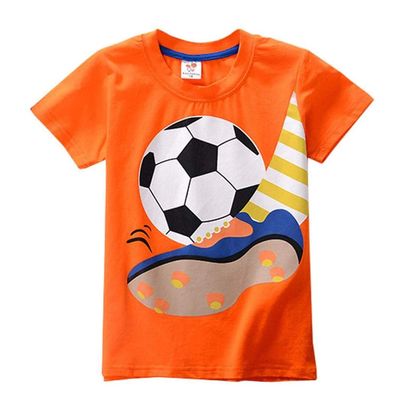 2-8Y Toddler Kids Baby Boys Summer T-Shirt Cotton Short Sleeve Bouse Basketball Soccer Funny Print Tops Clothes (Orange, 24M)