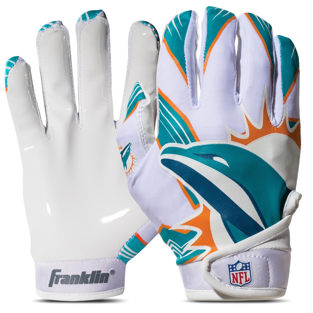Franklin Sports NFL Miami Dolphins Youth Football Receiver Gloves - X-Small/Small