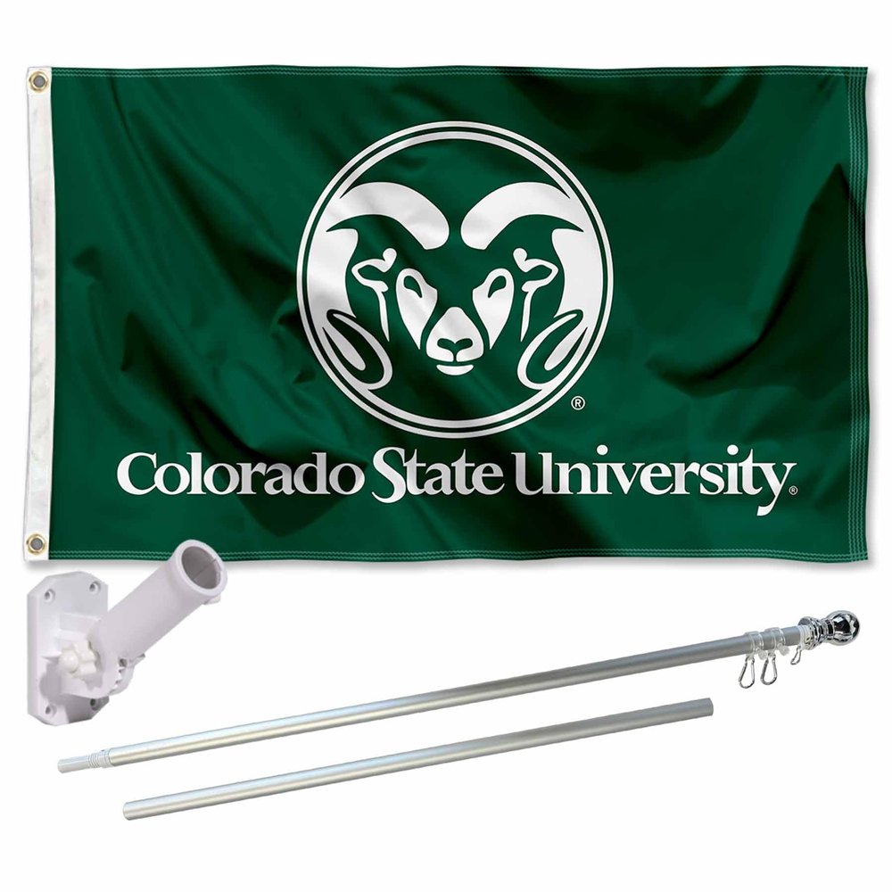 Colorado State Rams Flag with Pole and Bracket Complete Set