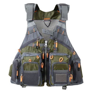 Flygo Multi-Pockets Fly Bass Fishing Vest Pack for Outdoor Activities, Adjutable Size for Men/Women (Army Green (Foam Style), One Size)