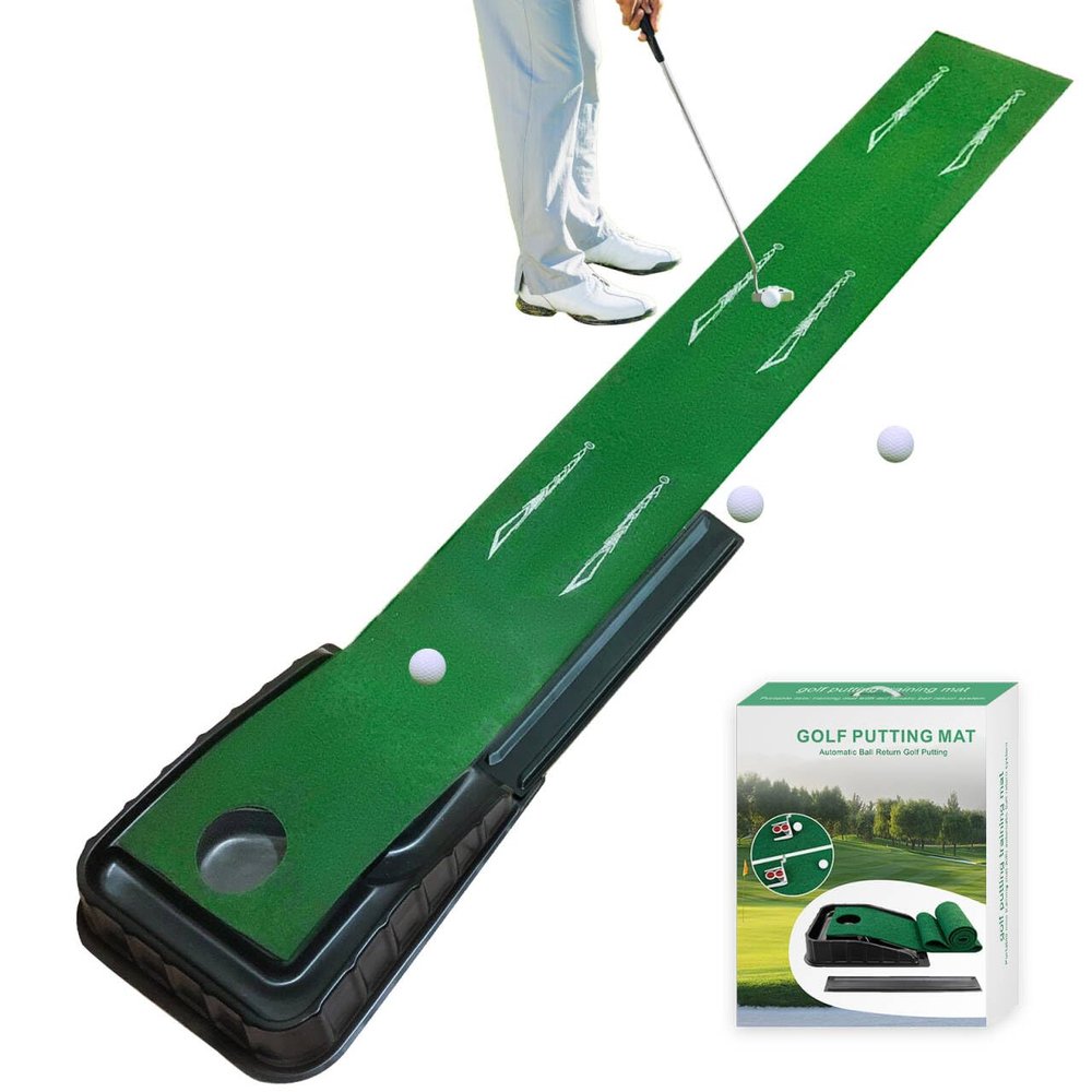 MYKUJA PRO Golf Putting Mat Indoor Putting Green with Ball Return, Mini Golf Mat for Home and Office, Golf Practice Mat Golf Gifts for Men