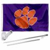 Clemson Tigers Purple Flag with Pole and Bracket Complete Set view 1
