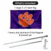 Clemson Tigers Purple Flag with Pole and Bracket Complete Set view 2