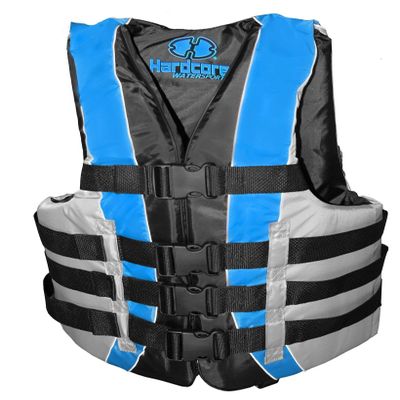 High-Performance Hardcore Adult Life Vest | USCG Approved Safety Flotation Device for Water Sports, Boating, and Outdoor Adventures | Fully Enclosed and Designed for Max Visibility Blue Adult 4X/6X