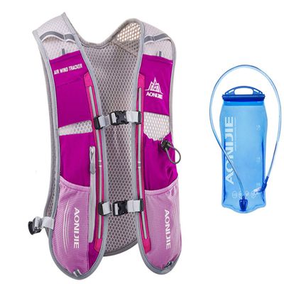 Win.Deeper 5L Lightweight Running Backpack Outdoor Sports Trail Racing Marathon Hiking Fitness Bag Hydration Vest Pack (Rose Red +1.5L water bladder)