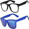 2 Pack Kids Glasses Clear Lens Black Matte Mirror Lens Blue Dark view 1