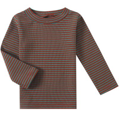 Baby Boys Long Sleeve Tee Shirts Little Kids Cotton Striped Crew Neck Tops (Brown,6M)