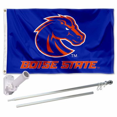 Boise State Broncos Blue Flag with Pole and Bracket Complete Set
