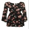 American Rag Juniors Lace Up Bell Sleeve Dress Black Combo XL view 1