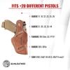 1791 GUNLEATHER Glock Holster - OWB & IWB Right Handed Leather Gun Holster - Fits Glock 17, 19, Ruger SR9, SR22, Sig P225, Springfield XDS, S&W Shield, MP9, MP40, Walther CCP, P22, Taurus G2 - Brown view 3