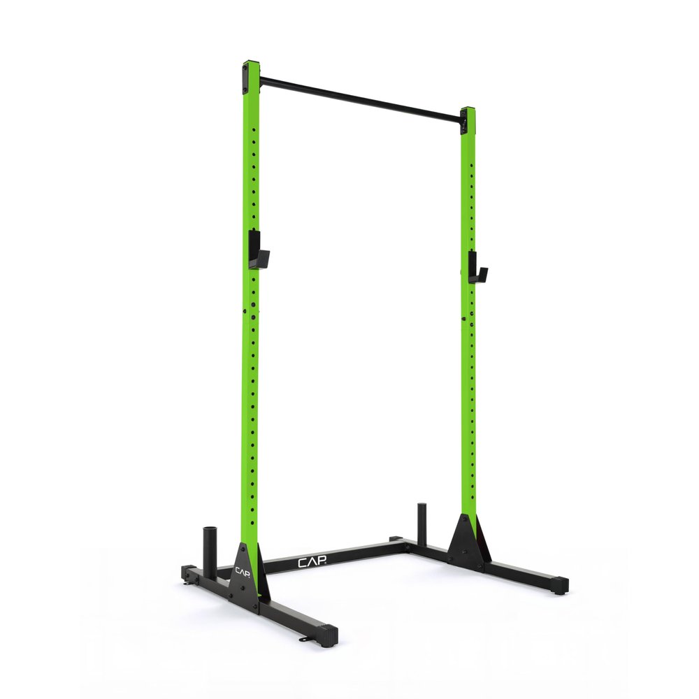 CAP Barbell Power Rack with Pull Up Bar & Attachments - Squat Rack & Strength Training Power Cage for Home Gym - Green