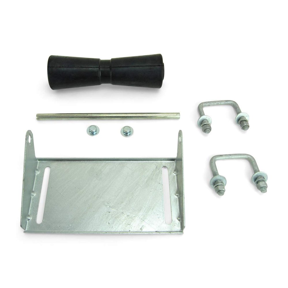 Sturdy Built 12 inch Black Rubber Boat Trailer Keel Roller and Bracket Kit for 2x3 Cross Members