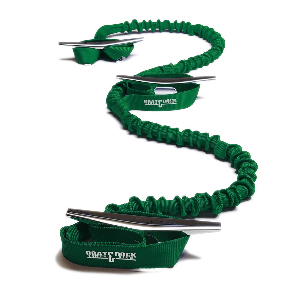 Boat Lines & Dock Ties Extra Long Dock Tie Combo 3 Loop Bungee Tether (Green, 5 Feet)
