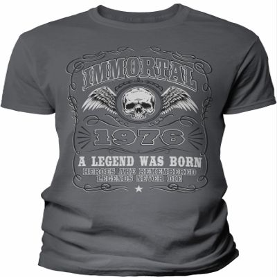 1976 Birthday Shirt for Men - Immortal 1976 A Legend was Born - 50th Birthday Gift - F/Charcoal-002-4X