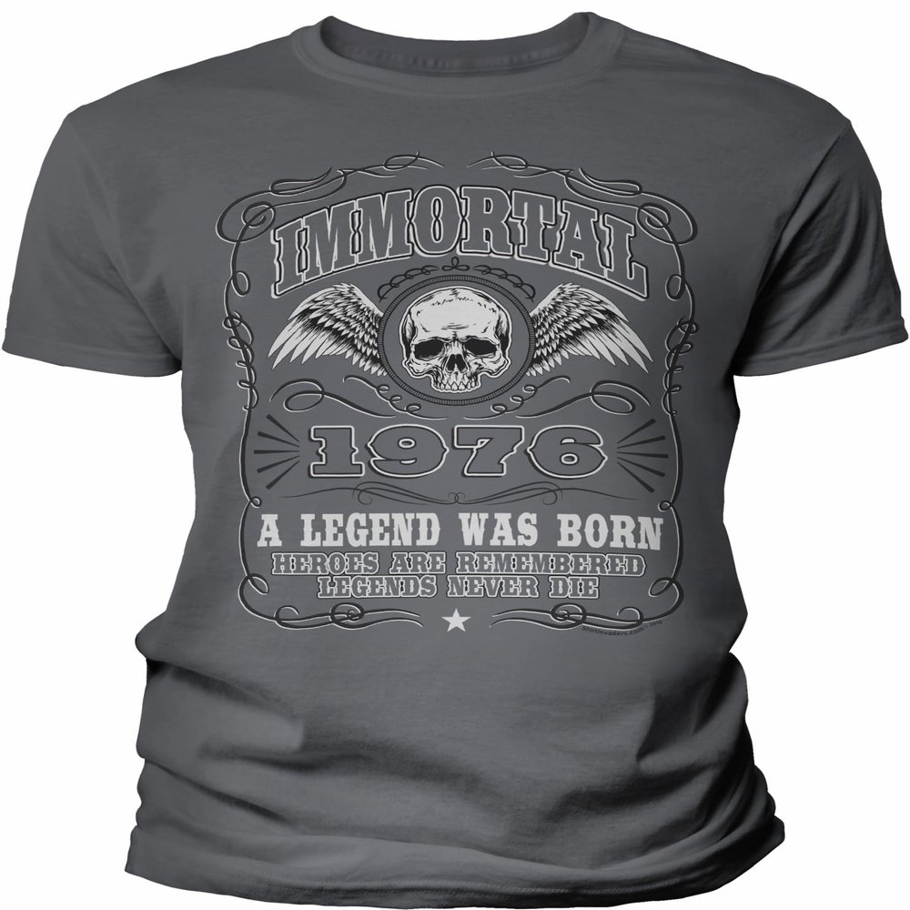 1976 Birthday Shirt for Men - Immortal 1976 A Legend was Born - 50th Birthday Gift - F/Charcoal-002-4X