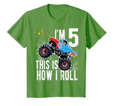 5 Year Old Shirt 5th Birthday Boy Monster Truck Car T Shirt T-Shirt