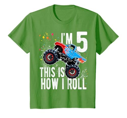 5 Year Old Shirt 5th Birthday Boy Monster Truck Car T Shirt T-Shirt