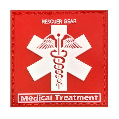 Morton Home Airborne and Rescuer Gear Rubber Badges PVC Rubber 3D Patch (Red Rescuer Gear)
