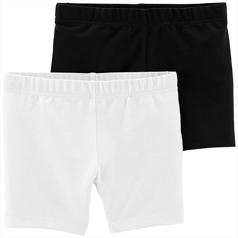 Carter's Toddler Girls' 2-Pack Tumbling Shorts (2T, Black/White)