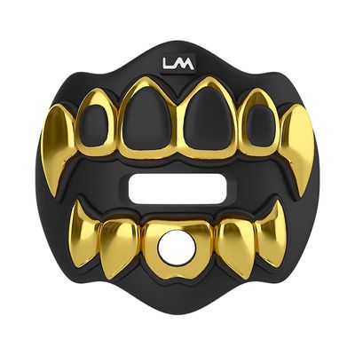Loudmouth Football Mouth Guard - 3D Chrome Grillz Football Mouthpiece, Fits Adult & Youth, Mouth Guard Accessories (3D Grillz - Chrome Black/Gold)