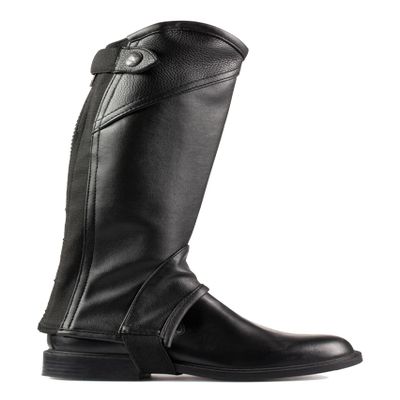HORZE Unisex Soft Leather Zip-Up Equestrian Kids Half Chaps for Horseback Riding | See Size Chart in Description - Black - S