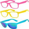 3 Pairs Kids Glasses Clear Lens Pink Light Yellow Matte Mirror Lens Turquoise view 1